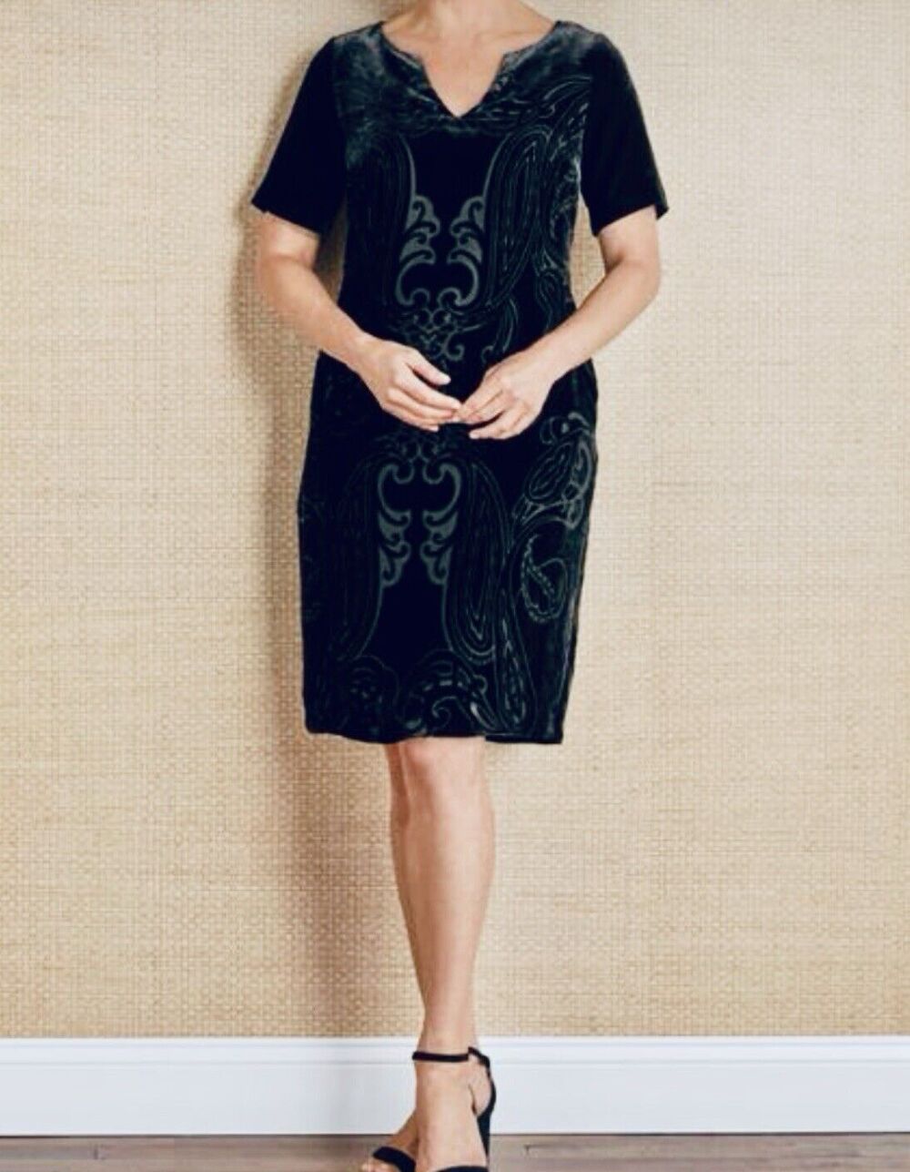 NWT Soft Surroundings Size L Venetian Velvet Burnout Dress Boho Occasion Paisley